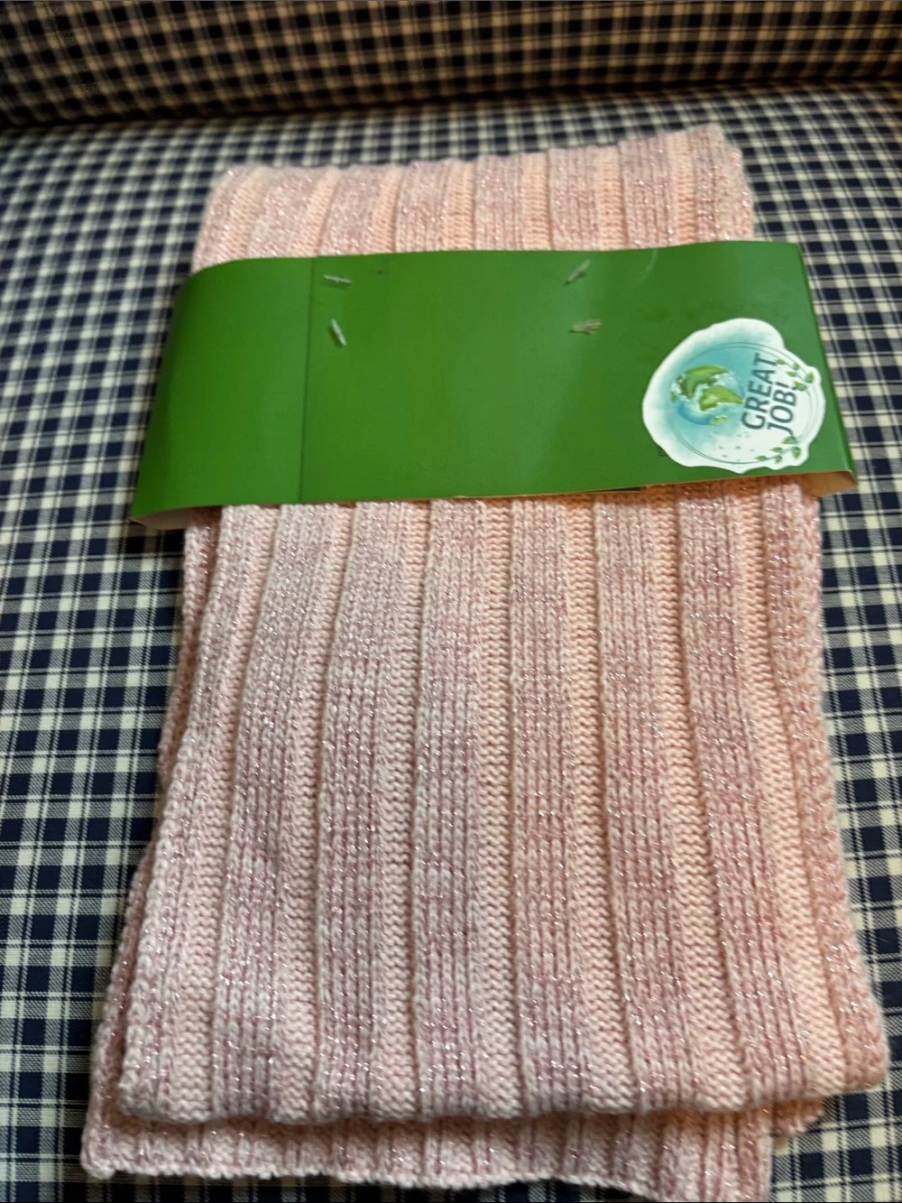 kate spade Pink Ribbed Knit Scarf with Bow Accent